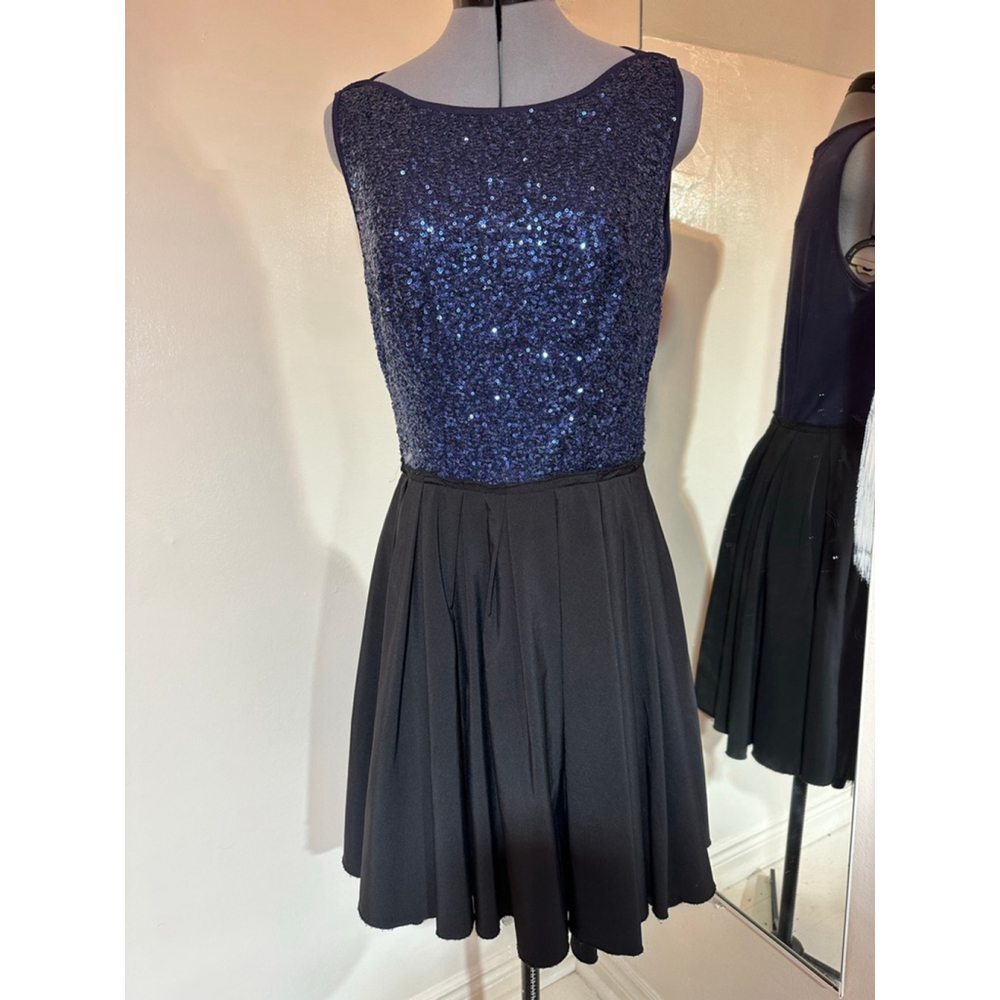 Women's Moon Collection Navy Blue Sequin Black Skirt Mini Dress M